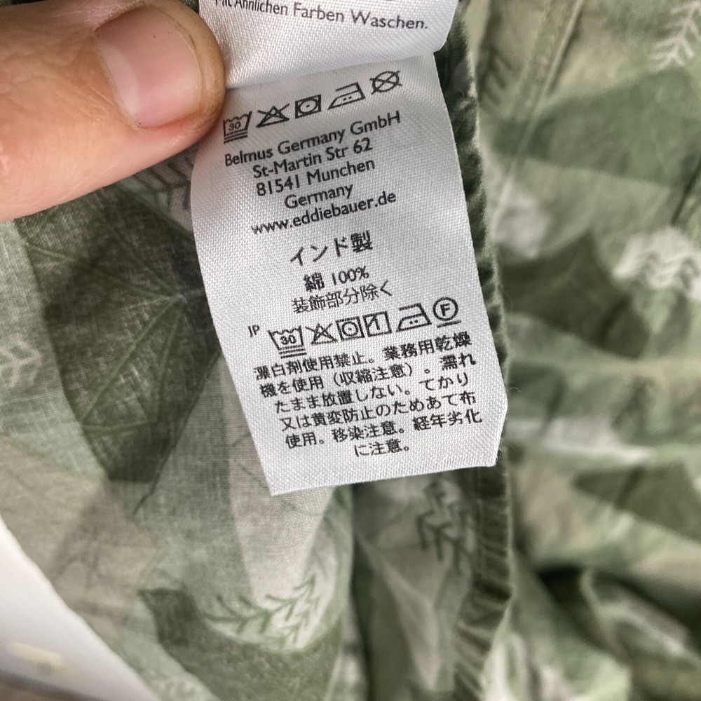 Eddie Bauer Mens Green Short Sleeve Baja Tent Print Button Down Shirt Size L - Picture 15 of 16